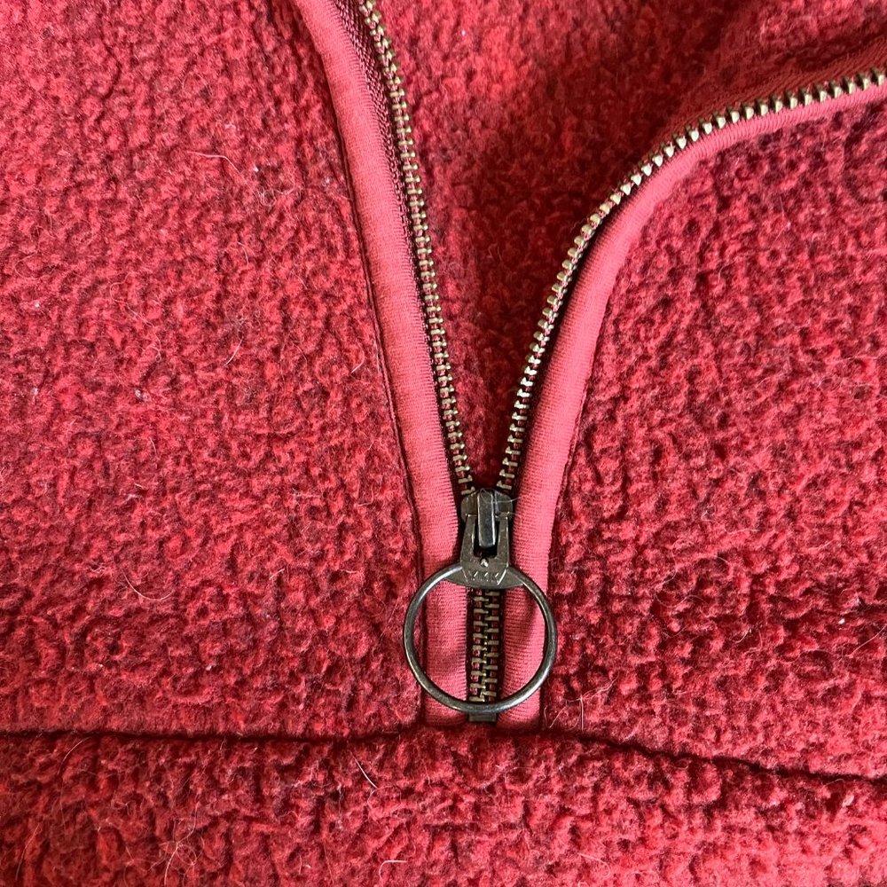 Madewell XXS Red Half-Zip Polartech Sherpa Fleece, Gently Used, Kangaroo Pocket - Picture 6 of 10